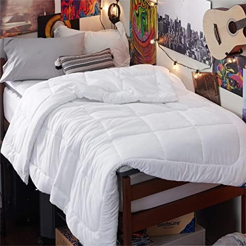 Comforter Duvet Insert - Quilted Comforters Twin XL Size, All Season Duvet, GentleSoft Down Alternative Bedding, with 8 Tabs, Gifts for Women/Men, White, Twin XL 92 x 68 Inches
