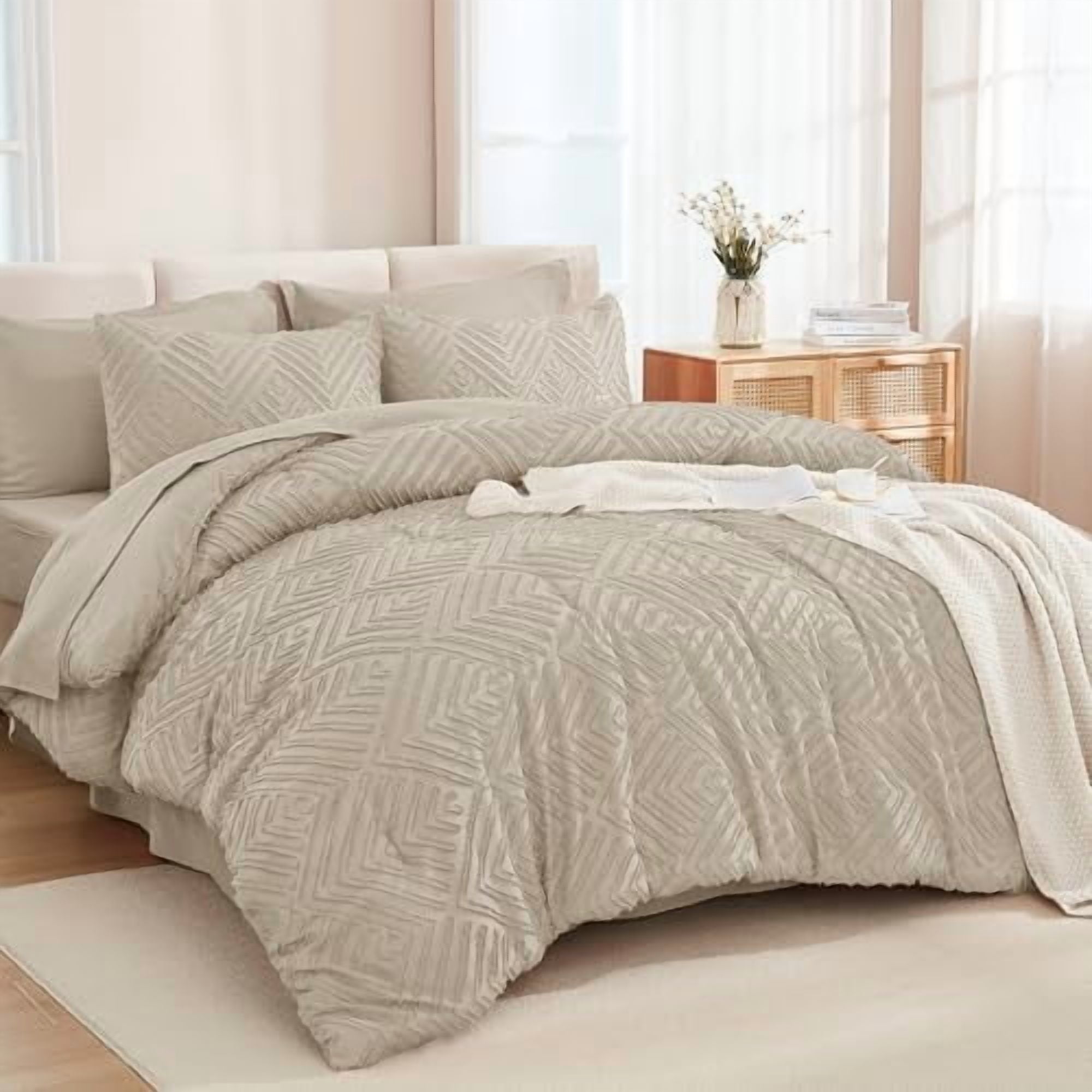 Comforter Full Size Set with Sheets Oatmeal - 7 Pieces Bed in a Bag ...