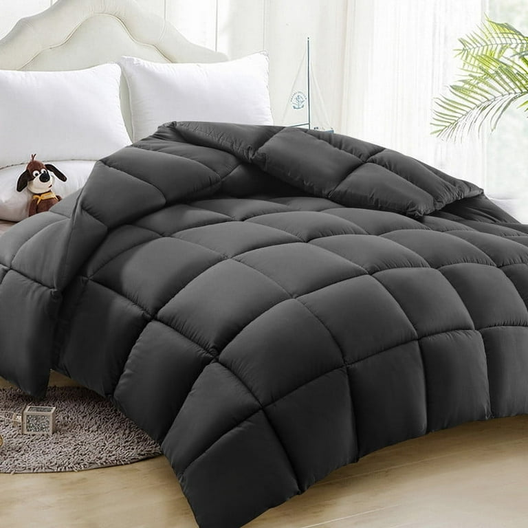 Comforter Queen Gray All Season Down Alternative Cooling Quilted Duvet Insert Bed Comforter with Corner Tabs Washable Hypoallergenic Reversible