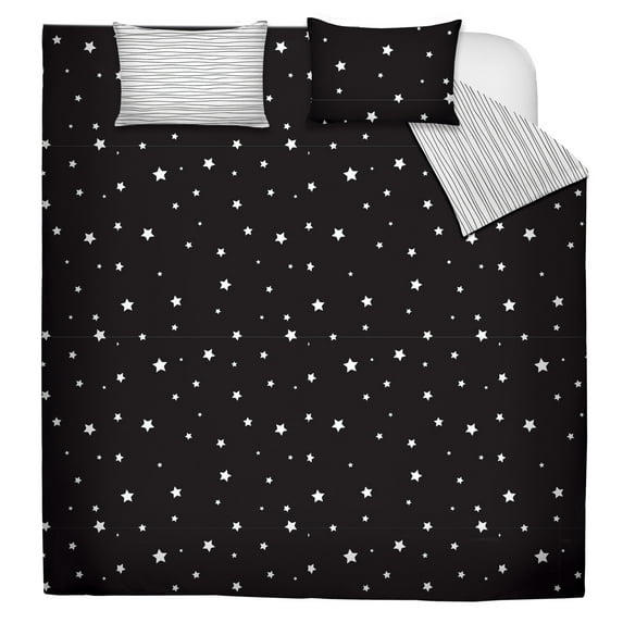 Comforter Set 3PC DQ Black Stars