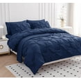 thumbnail image 1 of Comforter Set 7 Piece Pintuck  Navy Blue Bedding, 1 of 6