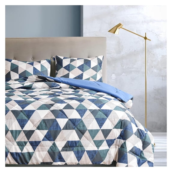 Comforter Set, Down Alternative Ultra Soft Microfiber, 2 Pieces with 1 Comforter and 1 Pillow Sham, Oeko Tex Comforter for and XL Bed, Blue Pattern Comforter