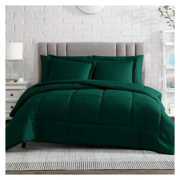 Comforter Set, Down Alternative Ultra Soft Microfiber, 2 Pieces Set with 1 Comforter and 1 Pillow Sham, Oeko Tex Comforter for and XL Bed, Forest Green Comforter