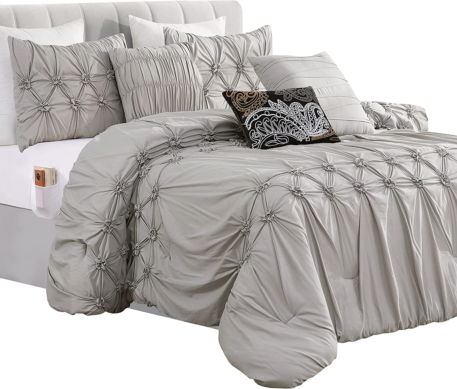 Comforter Set Ella Pleated Ruched BedinaBag with Smart Sheet Set