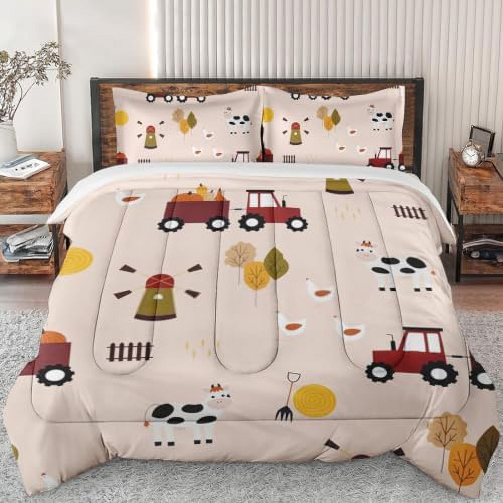 Comforter Set King Size Cute Farm Animal Cow Soft Bedding Set for Kids