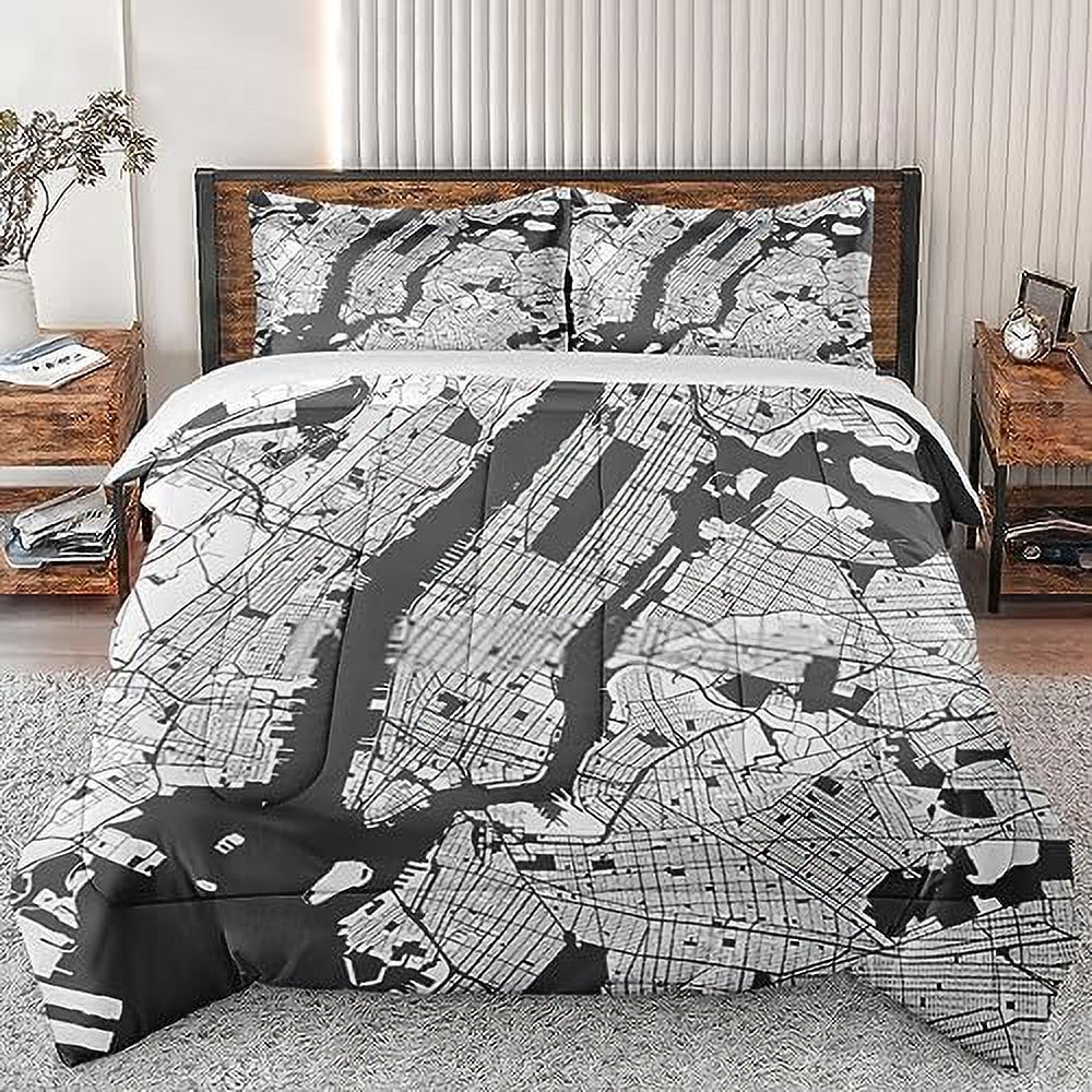 Comforter Set King Size Map Vintage Century Retro Soft Bedding Set for