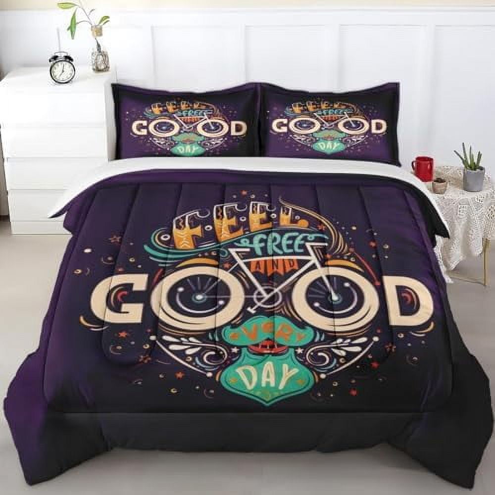Comforter Set King Size Motorcycle Vintage Bike Race Bedding Set for