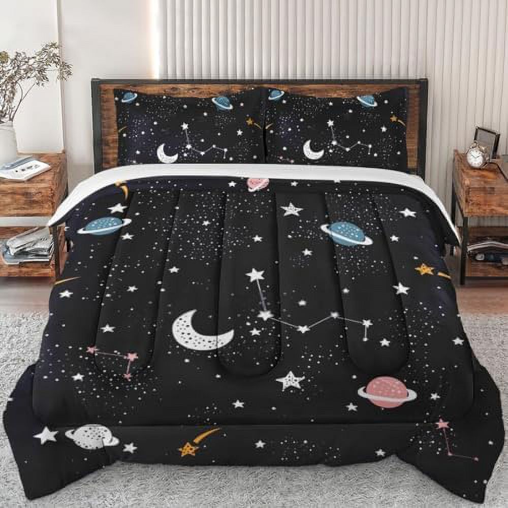 Comforter Set King Size Space Galaxy Cute Zodiac Soft Bedding Set for