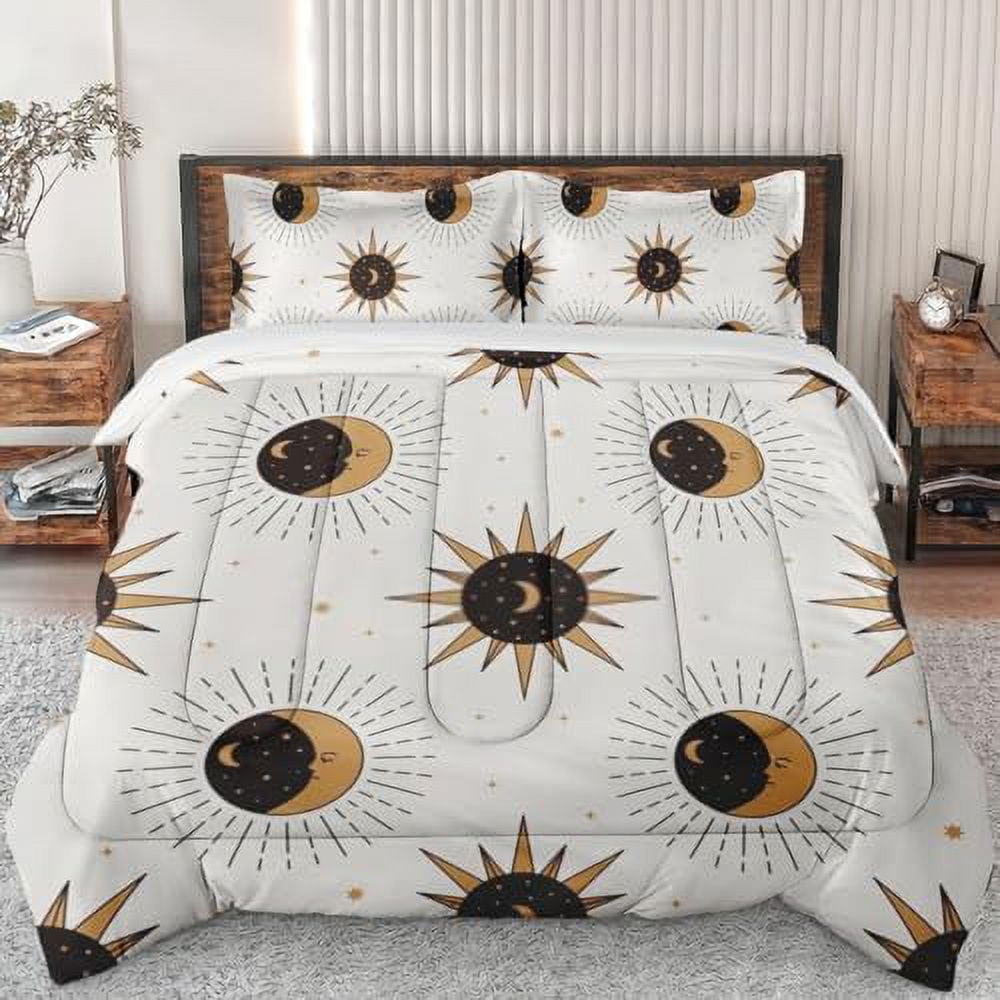 Comforter Set King Size Sun Moon Gothic Vintage Soft Bedding Set for