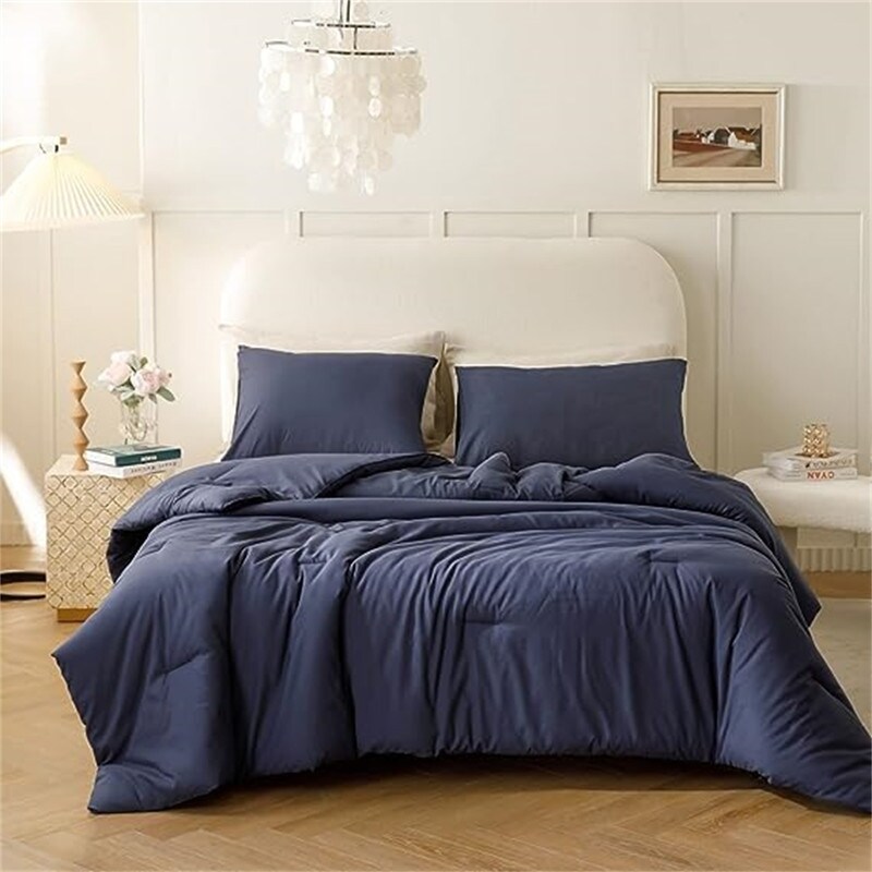 Comforter Set Navy Blue 3 Piece Queen