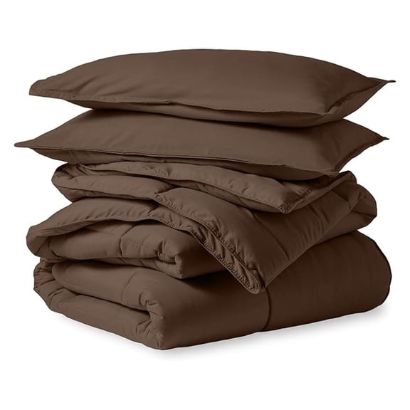 Comforter Set - Oversized Queen Size - Ultra-Soft - Goose Down - Premium 1800 Series - All Season Warmth (Oversized Queen, Cocoa)