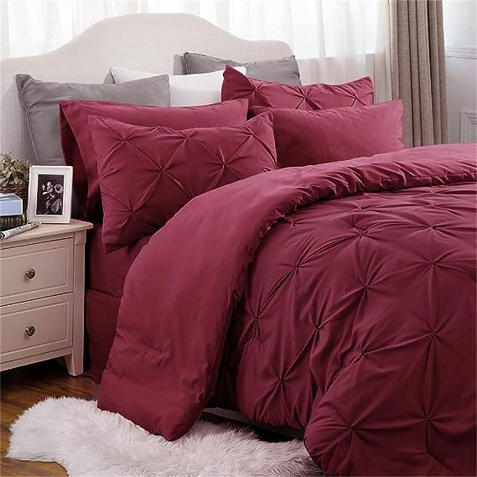 Comforter Set Queen Burgundy Queen 7 Piece Walmart