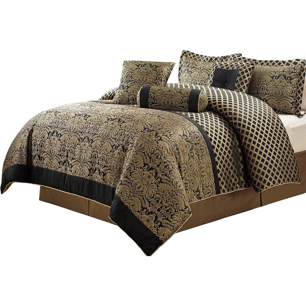 Comforter Set Queen Size, 7Piece Soft Bedding Quilt, Coverlet Bedspread with Floral Medallion