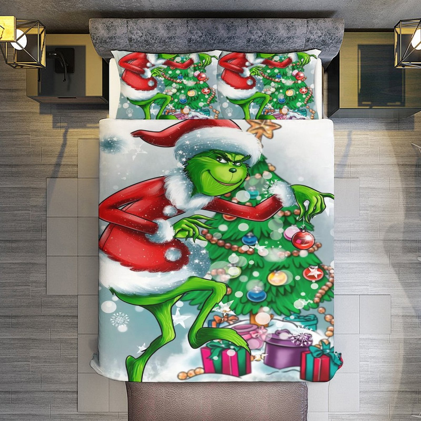 Comforter Set Queen Size, Grinch Character Design Set with 2 ...