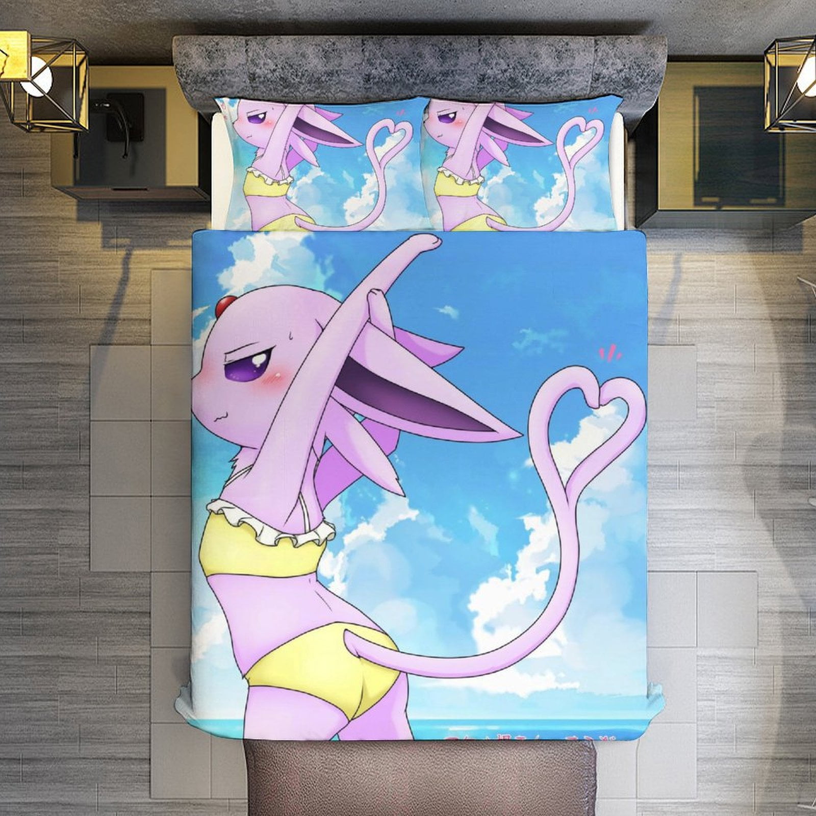 Comforter Set Queen Size,Pokémon Pikachu Espeon658 Set with 2 Pillowcases for All Seasons ...