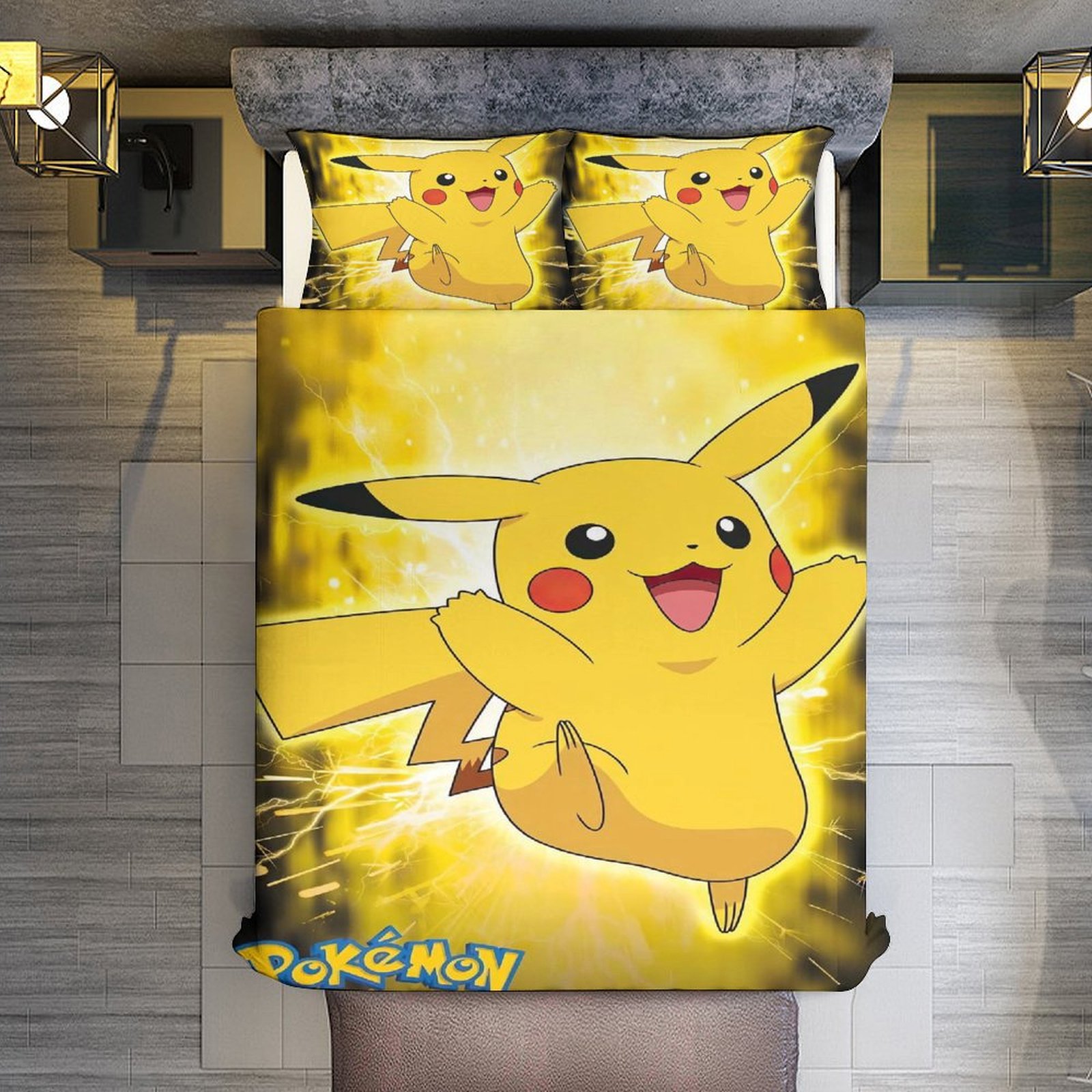 Comforter Set Queen Size,Pokemon Pikachu Set with 2 Pillowcases for All Seasons,Bedding Set 3pcs ...