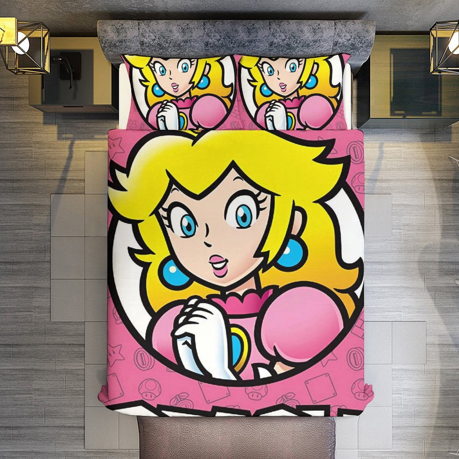 Comforter Set Queen Size,Princess Peach Poster Comforter Set for Boys ...