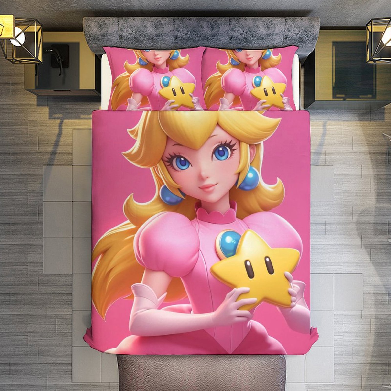 Comforter Set Queen Size,Princess Peach Super Mario Bros3 Set with 2 ...