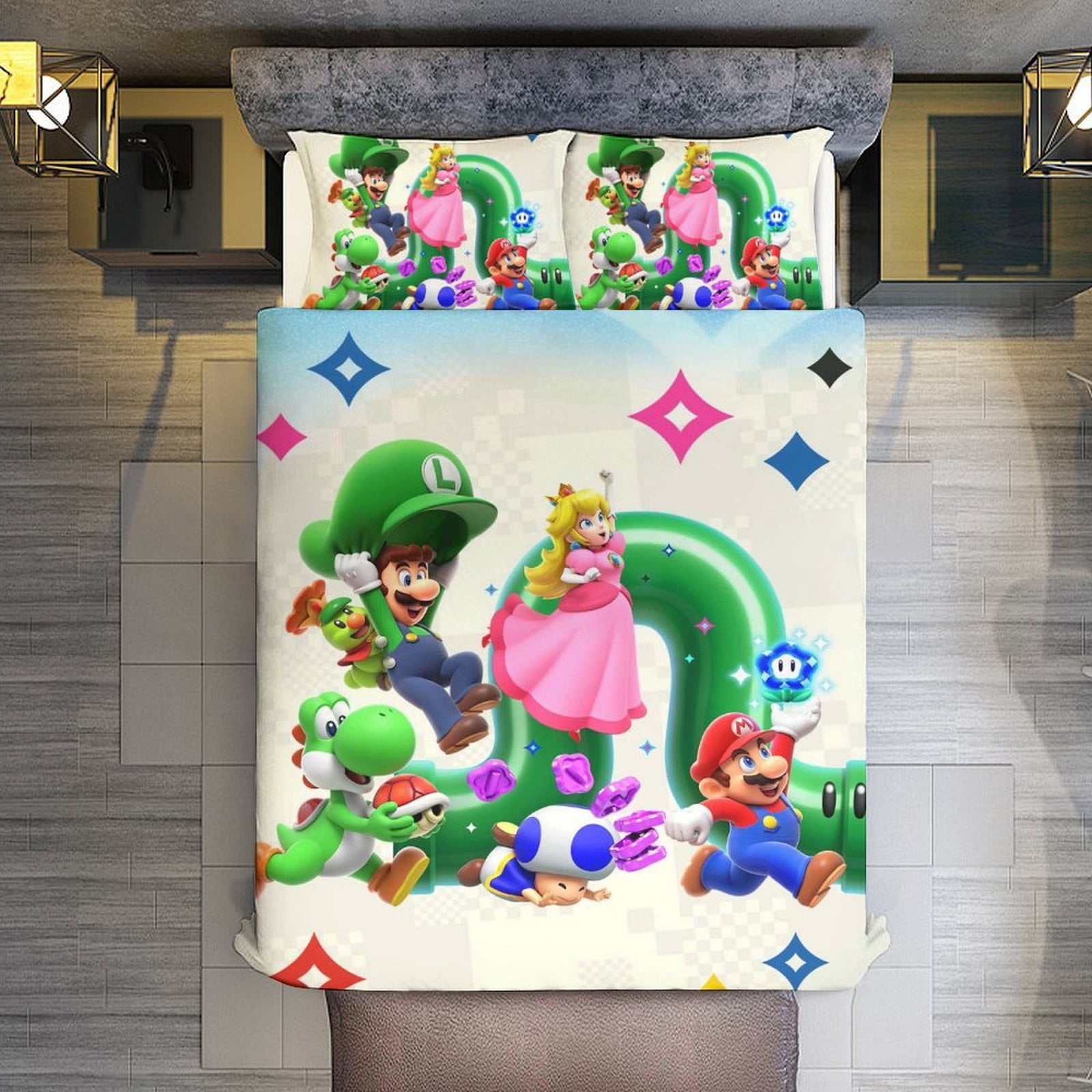 Comforter Set Queen Size,Super Mario World Set with 2 Pillowcases for All Seasons,Bedding Set ...