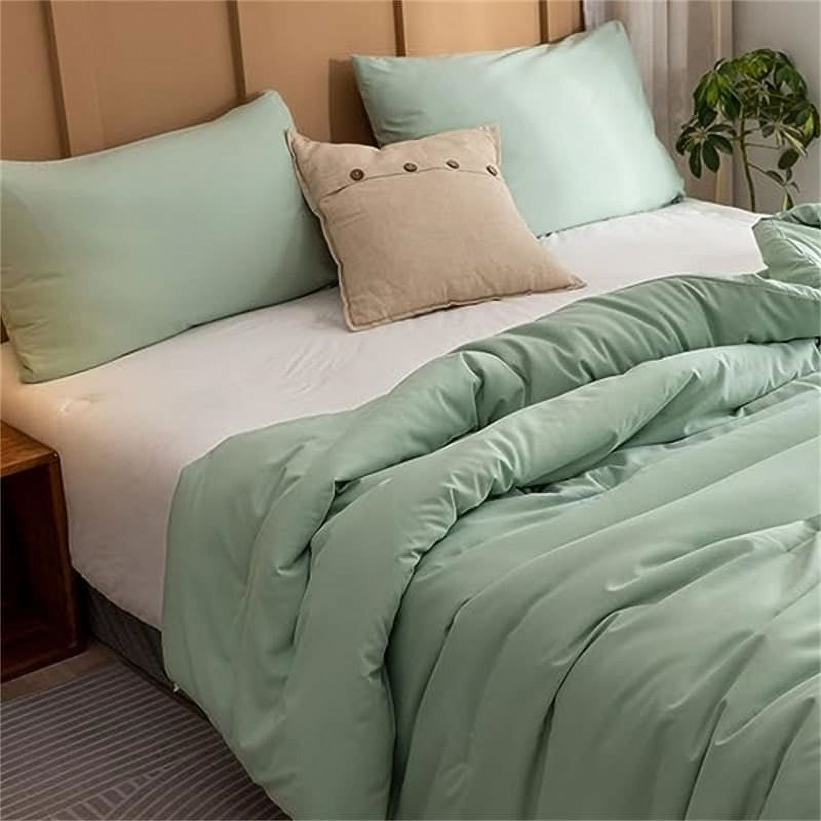 Sage Green Microfiber California King Comforter Set with Tassels