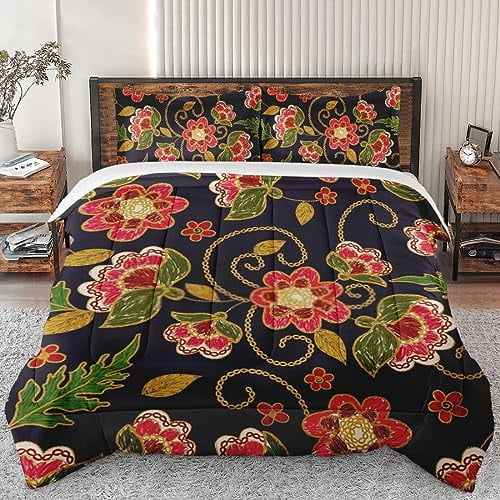Comforter Set Size Rose Flower Floral Vintage Soft Bedding Set for Kids and Adults Pink Summer Spring Comforter Set with 2 Pillowcases for Bedroom Bed r