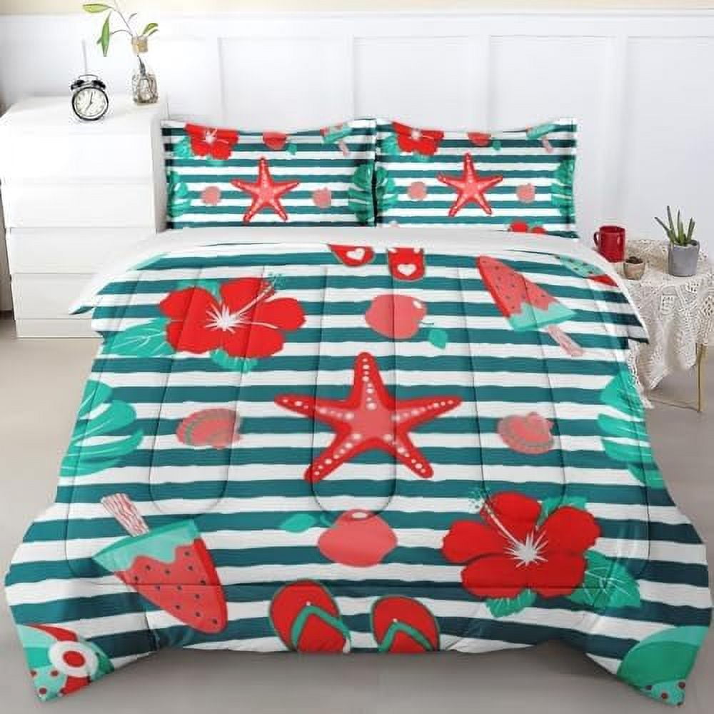 Comforter Set Twin Size Hawaiian Hawaii Flower Hibiscus Bedding Set for