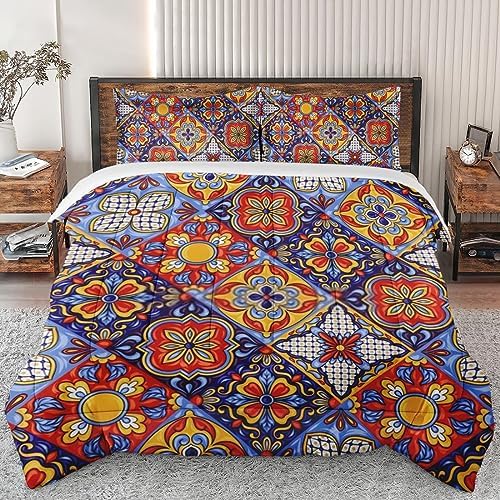 Comforter Set Twin Size Mexican Talavera Ceramic Italian Soft Bedding