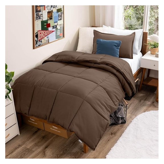 Comforter Set - Twin/Twin Extra Long Size - Ultra-Soft - Goose Down - Premium 1800 Series - All Season Warmth (Twin/Twin XL, Cocoa)