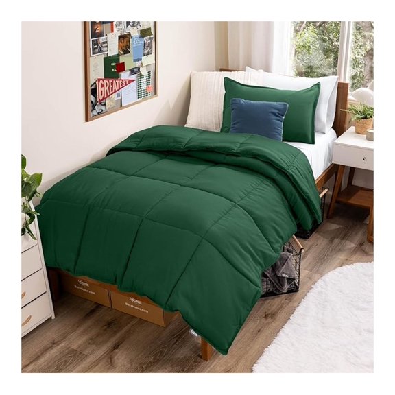 Comforter Set - Twin/Twin Extra Long Size - Ultra-Soft - Goose Down - Premium 1800 Series - All Season Warmth (Twin/Twin XL, Forest Green)