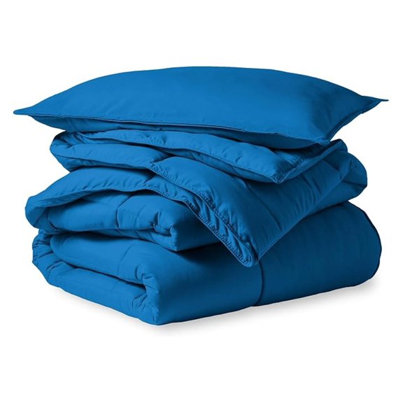 Comforter Set - Twin/Twin Extra Long Size - Ultra-Soft - Goose Down - Premium 1800 Series - All Season Warmth (Twin/Twin XL, Medium Blue)