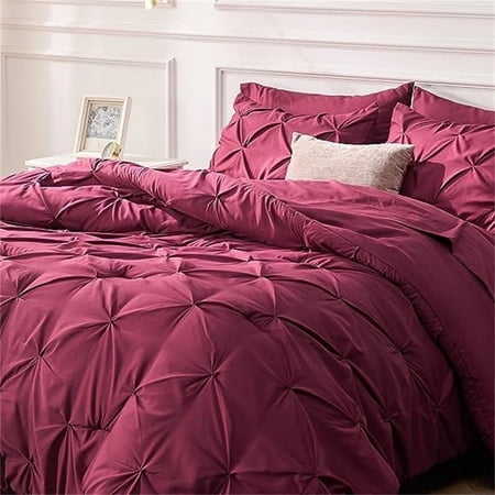 Comforter Sets - Bedding Sets Full 7 Pieces Burgundy - Full - 7 Piece