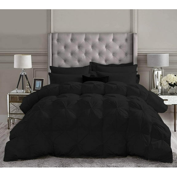 Comforter Sets All Season Down Comforter Down Alternative Comforter Premium Down Comforter Black Solid - 1 Piece Microfiber Comforter Set, King/California King Sized 94 by 104 inch