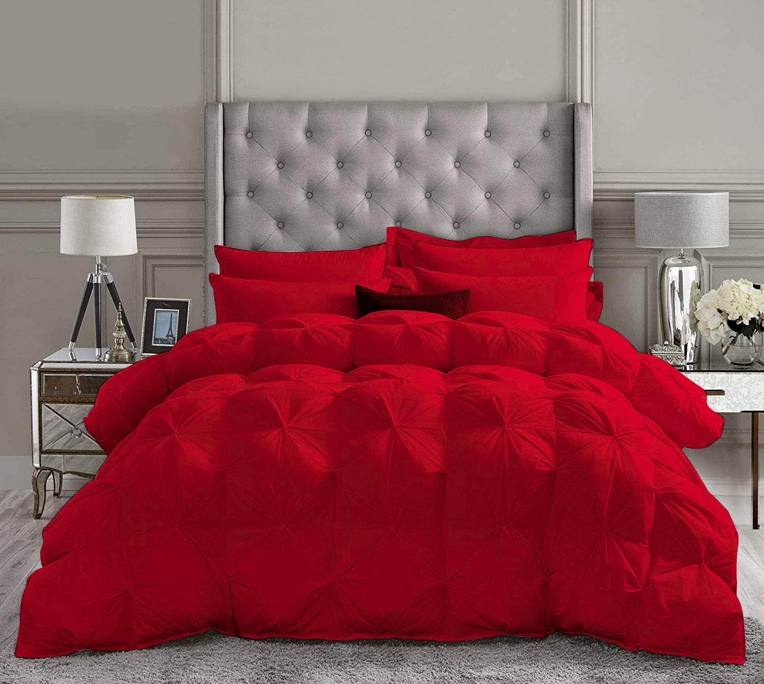 Comforter Sets All Season Down Comforter Down Alternative Comforter Premium Down Comforter Blood Red Solid - 5 Piece Microfiber Comforter Set Set, Twin/Twin XL Sized 68 by 90 inch