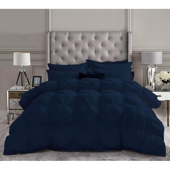 Comforter Sets All Season Down Comforter Down Alternative Comforter Premium Down Comforter Navy Blue Solid - 5 Piece Microfiber Comforter Set Set, Queen/Full/Full XL Sized 88 by 88 inch