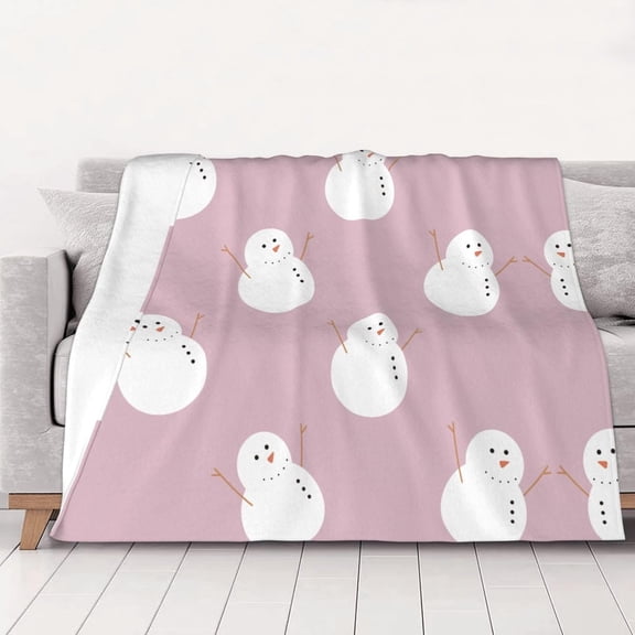 Down Comforter, Small Size, 250 Grams per Square Meter, Luxurious Anti-Static, Soft Fleece, Microfiber Bed Blanket,40"x50", Flannel Blanket - Vacuum Sealed Packaging (Snowman 02)