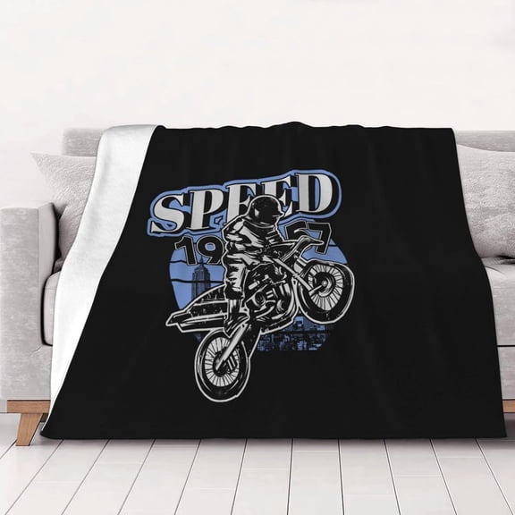 Down Comforter, Small Size, 250 Grams per Square Meter, Luxurious Anti-Static, Soft Fleece, Microfiber Bed Blanket,60"x80", Flannel Blanket - Vacuum Sealed Packaging (Motorcycle 02)