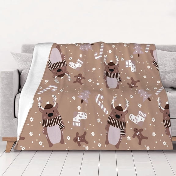 Down Comforter, Small Size, 250 Grams per Square Meter, Luxurious Anti-Static, Soft Fleece, Microfiber Bed Blanket,60"x80", Flannel Blanket - Vacuum Sealed Packaging (Christmas Day 03)