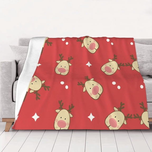 Down Comforter, Small Size, 250 Grams per Square Meter, Luxurious Anti-Static, Soft Fleece, Microfiber Bed Blanket,60"x80", Flannel Blanket - Vacuum Sealed Packaging (Christmas Day 04)