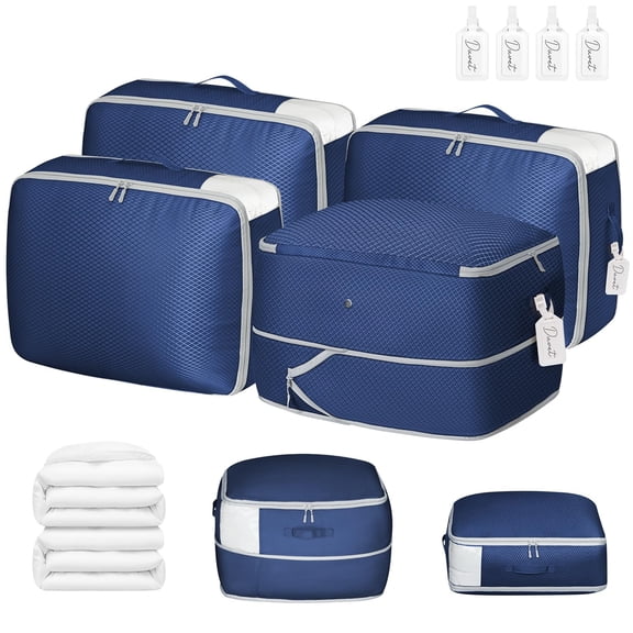 Comforter Storage Bag 4 Pack - Blanket Storage Organizer Compression Bags, Large Capacity Ultra Space Saving Self Compression Organize for Bedding, Pillow, Duvet, Sheet Storage with Zipper Window