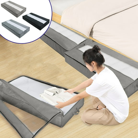 Comforter Storage Bag | Foldable Organizer for Extra Large Quilts, Pillows, Blankets, and Bedding | Mothproof Polyester with Reinforced Handles | 19.7x5.9x39.3in | Gray | Machine Washable