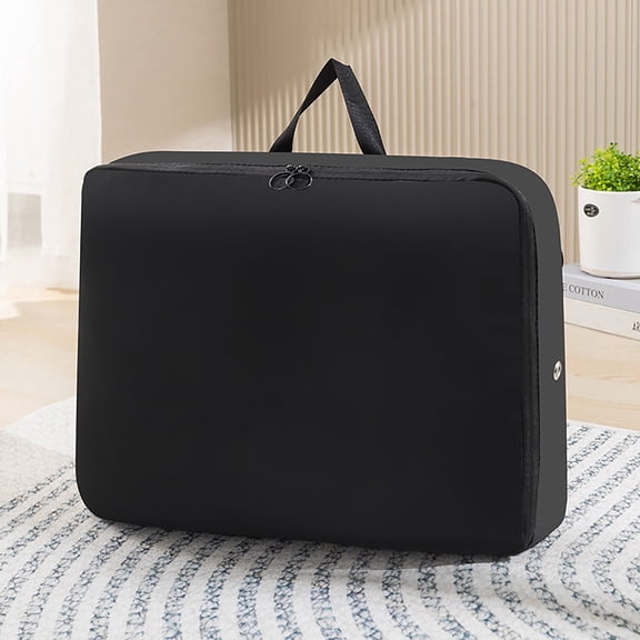 Down Comforter Storage Bag Nylon Quilt Organizer with Zipper,Heavy Duty Bedding Tote for Blankets Pillows Sweaters,Reinforced Handles,15.7x11.8x7.1in