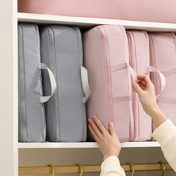 Down Comforter Storage Bag | Large Capacity Nylon Organizer for Quilts, Bedding, Blankets, Pillows, 40x30x18cm | Reinforced Handles, Double Zipper, Space Saver, Stackable, Anti-Wrinkle, Heavy Duty