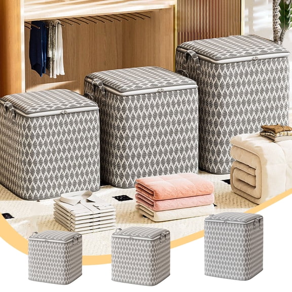Comforter Storage Bag,Large Storage Bins With Lids Clearance!Storage Containers,Extra Large Storage Bags For Clothes Tote Bag,Double Zipper For Space Saving(Gray L 24*20*20in)from ANMUYUM