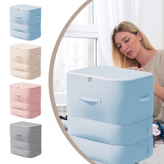 Comforter Storage Bag - Suncoda Large Capacity Blanket Storage Bags 3-Layer Ultra Space Saving Self Compression Organizer, Washable Moving Bags for Storage Comforter Blanket