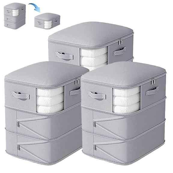 Comforter Storage Bag,Upgrade and reinforce 3-Layer Ultra Space Saving Self Compression Organizer, Washable Compression Bags for Storage Comforter Blanket,Pillow 3-Pack,Pink