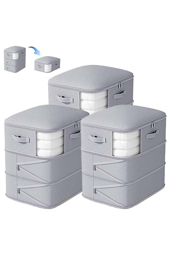 Comforter Storage Bag,Upgrade and reinforce 3-Layer Ultra Space Saving Self Compression Organizer, Washable Compression Bags for Storage Comforter Blanket,Pillow 3-Pack,Pink