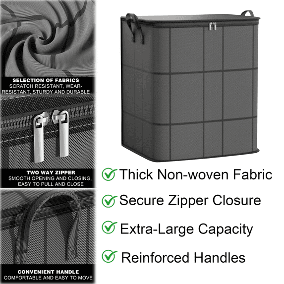Comforter Storage Bags for Bedding Organizer Extra Large Capacity Foldable Blanket Storage with Reinforced Handles and Secure Zipper Closure for Comforters Pillows Blankets Space Saving