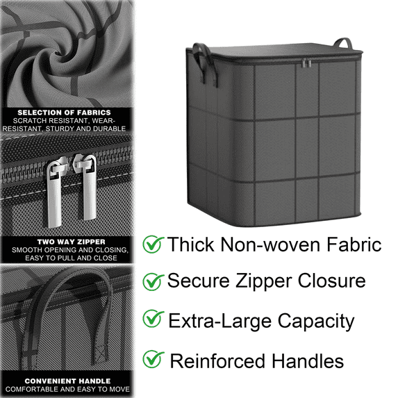Comforter Storage Bags for Bedding Organizer Extra Large Capacity Foldable Blanket Storage with Reinforced Handles and Secure Zipper Closure for Comforters Pillows Blankets Space Saving