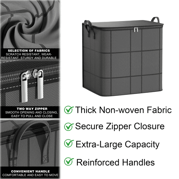 Comforter Storage Bags for Bedding Organizer Extra Large Capacity Foldable Blanket Storage with Reinforced Handles and Secure Zipper Closure for Comforters Pillows Blankets Space Saving