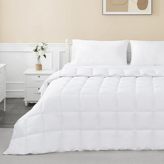 Comforter Twin Duvet Insert White Twin XL Comforter Down Alternative Filling 100% Cotton Shell All Season for Dorm Hypoallergenic Warm Breathable Noiseless Machine Washable with Corner Taps